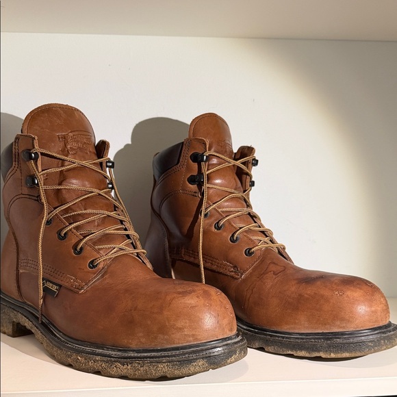 Red Wing Shoes Tan Leather Steel Toe Boots - Picture 1 of 8
